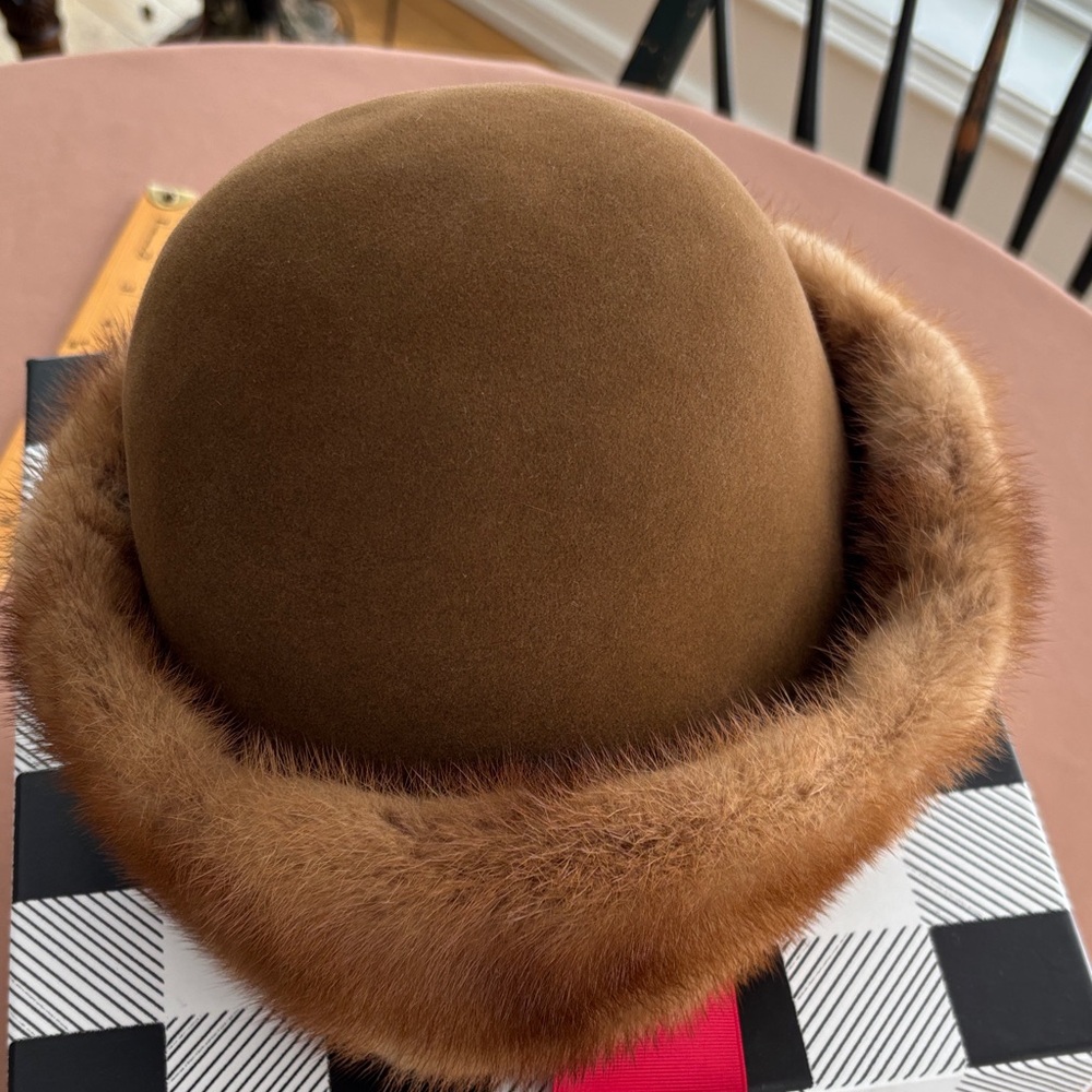 J. Mendel Brown Fur-Trim Wool Cloche Hat - Picture 2 of 7